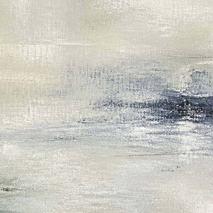 Close-up of ivory, aqua, and blue-grey scraped paint texture.