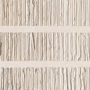 Close detail of uneven pale vertical ridges separated by smooth cream bands.