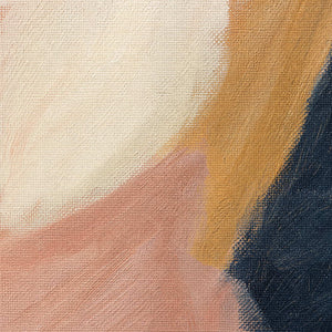 Close-up of raised ivory, blush, navy, and gold floral texture.