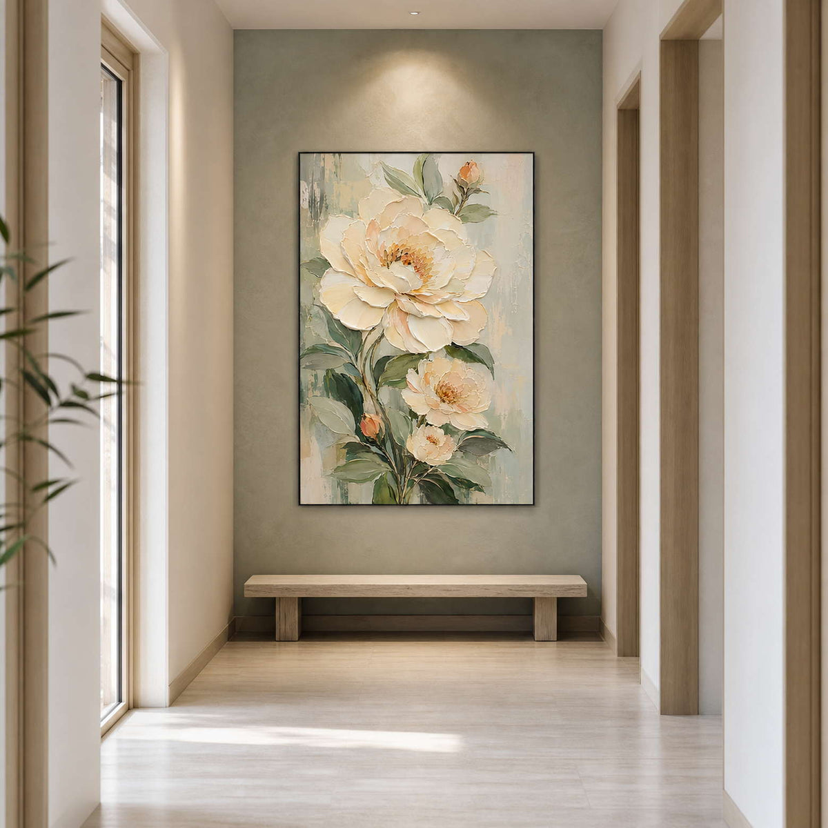 Textured Floral Wall Art displayed in a refined entryway 3.