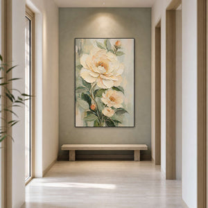 Textured Floral Wall Art displayed in a refined entryway 3.