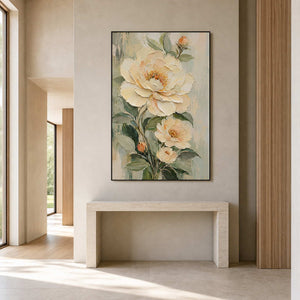 Textured Floral Wall Art displayed in a refined entryway.