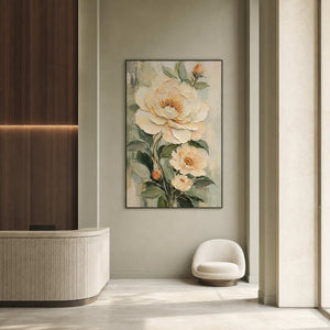 Textured Floral Wall Art displayed in a refined hospitality lounge.