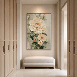 Textured Floral Wall Art displayed in a refined spa reception.