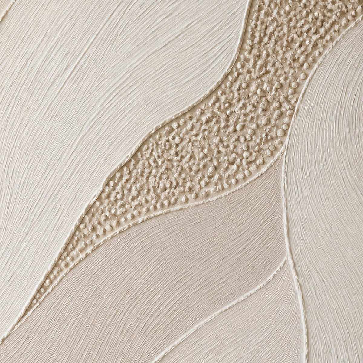 Close-up of the painted texture in ivory fields with a golden pebble path.