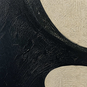Close-up of fine black and ivory directional brushwork texture.