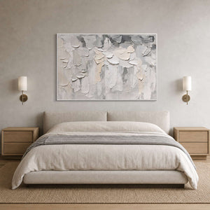 Neutral Textured Wall Art displayed in a refined bedroom.