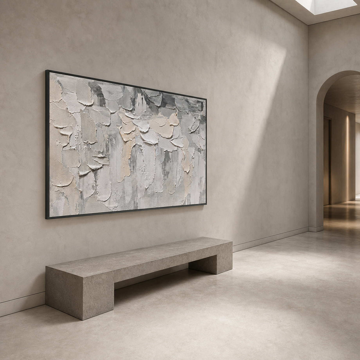 Neutral Textured Wall Art displayed in a refined hospitality lounge.