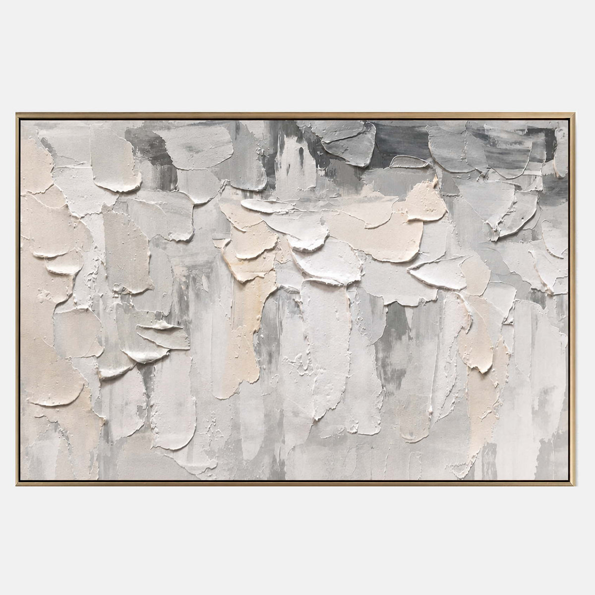 Hand-painted neutral textured wall art with white, neutral, and beige & cream tones.