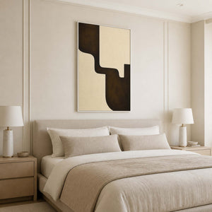 Ivory Moves Through Umber in a white-framed bedroom