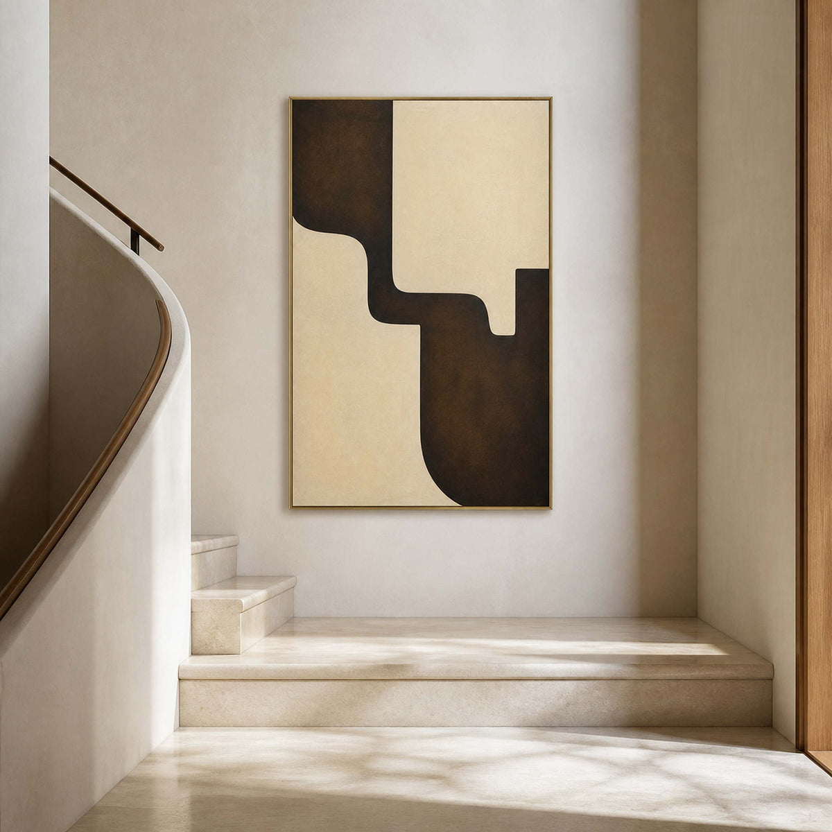 Ivory Moves Through Umber in a gold-framed entryway