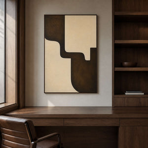 Ivory Moves Through Umber in a wood-framed office