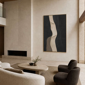 Minimalist Abstract Wall Art displayed in a refined living room.