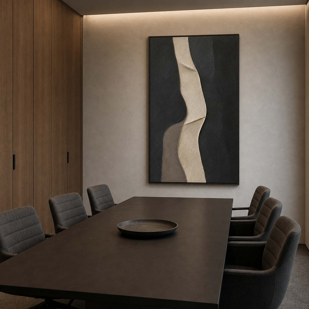 Minimalist Abstract Wall Art displayed in a refined office.