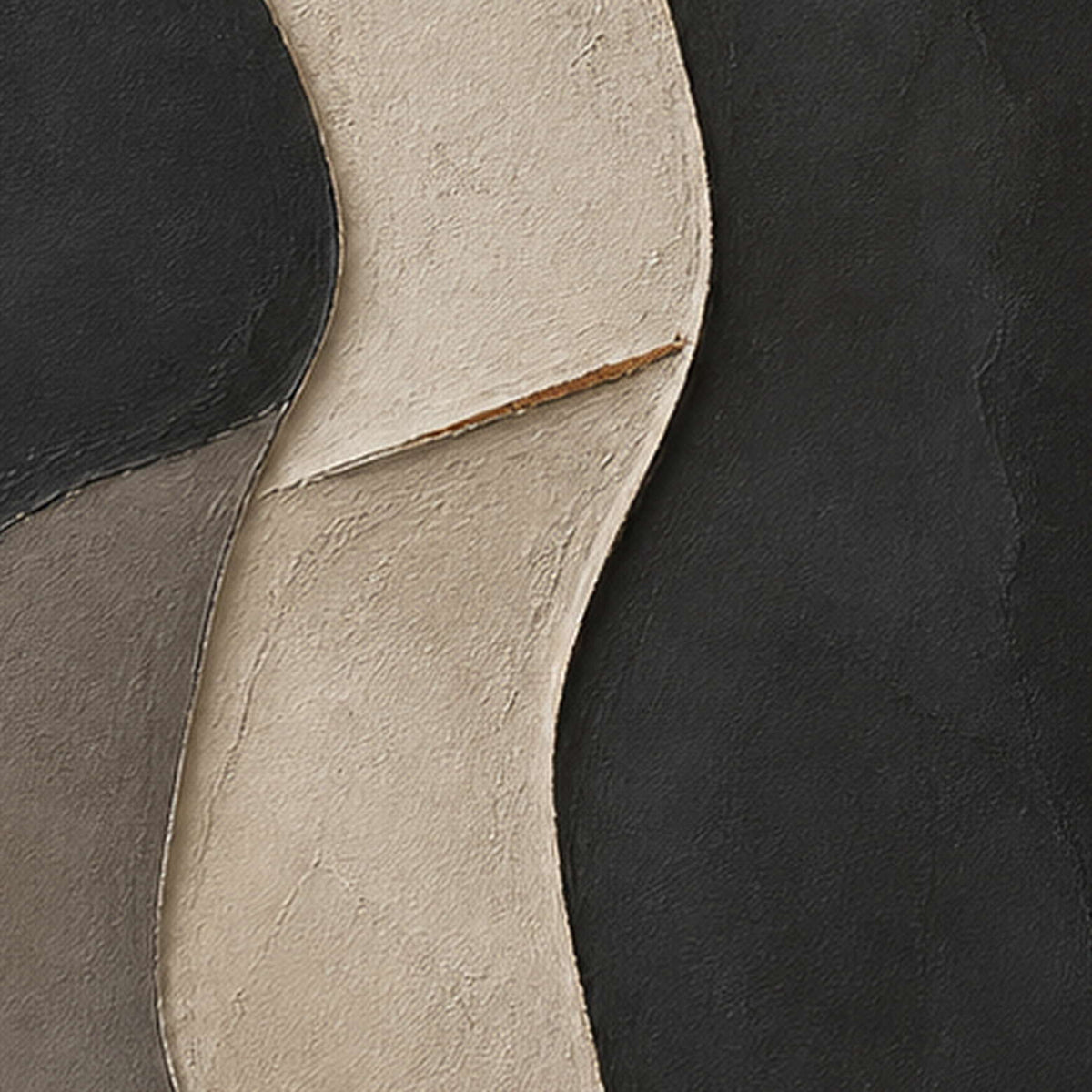 Close-up of raised hand-painted texture in black, neutral, and beige & cream.
