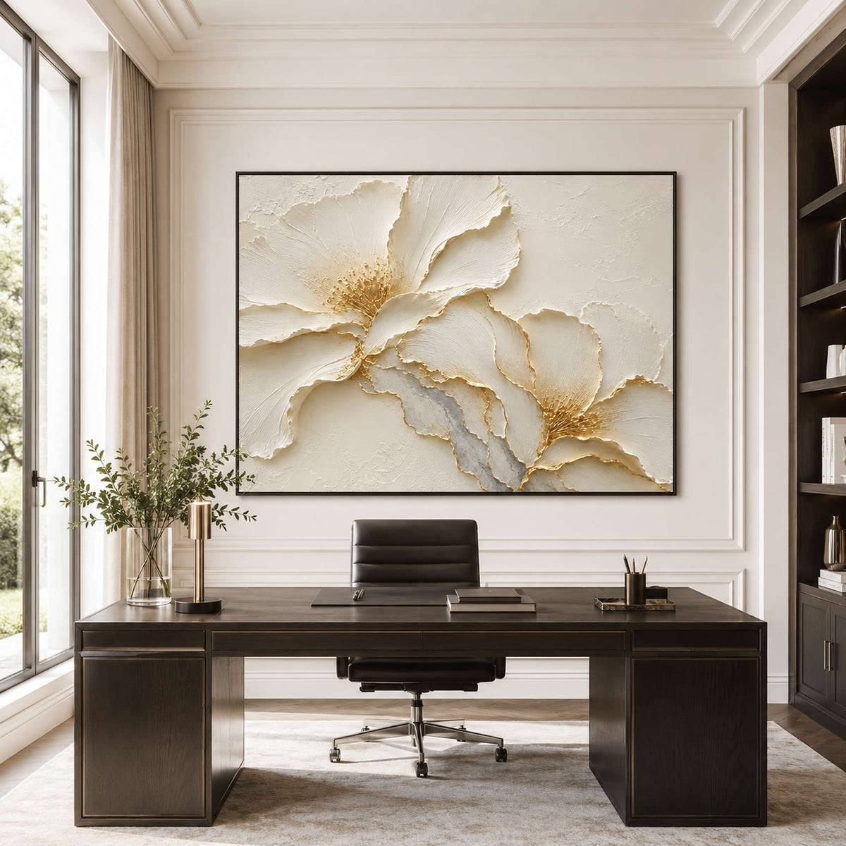 Elegant floral canvas for a modern office.