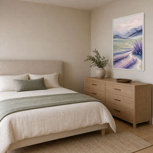 Textured Landscape Wall Art displayed in a refined bedroom.