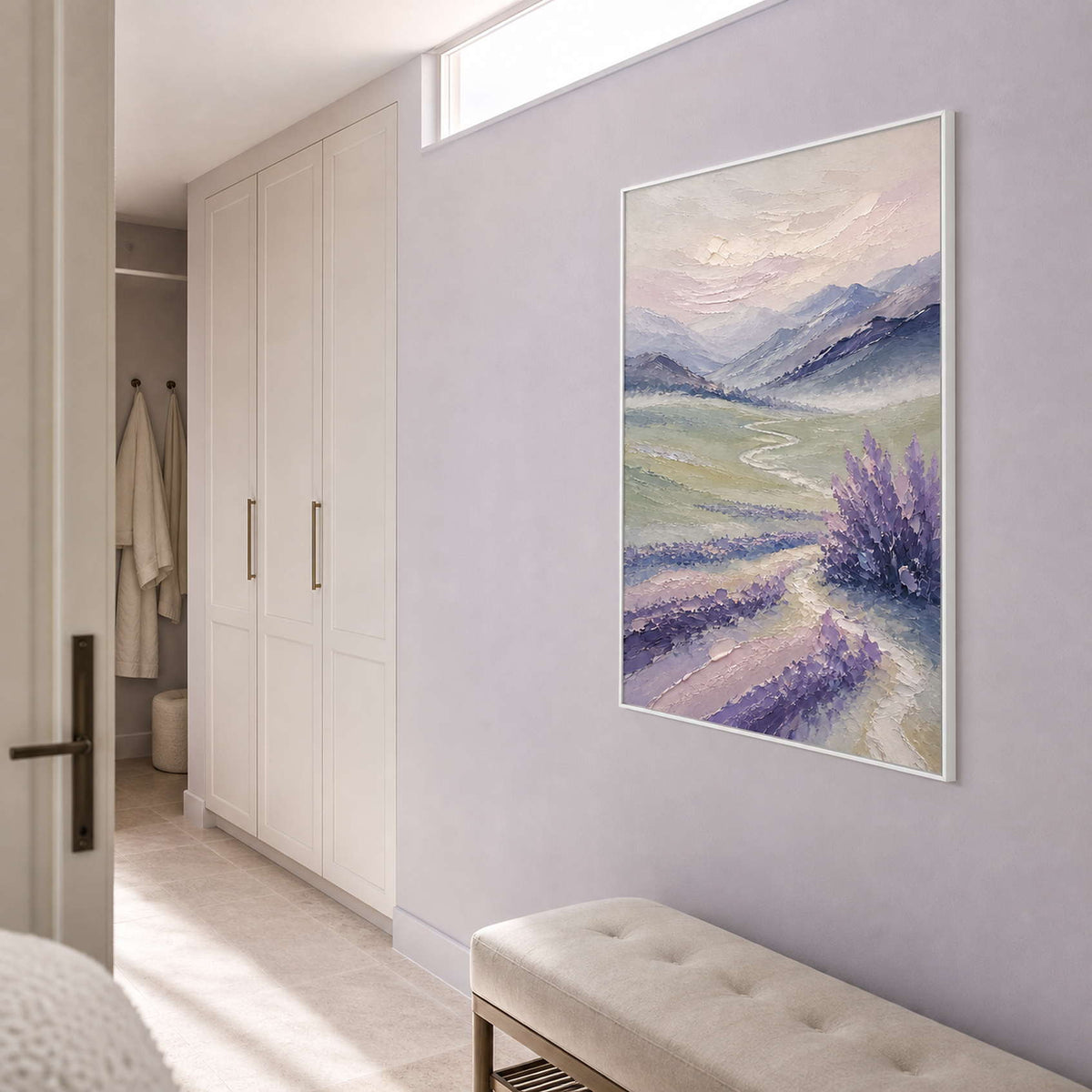 Textured Landscape Wall Art displayed in a refined hospitality lounge.