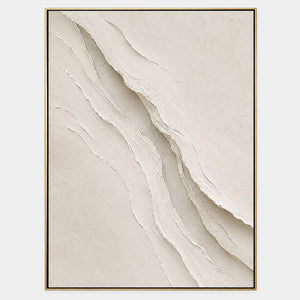 Hand-painted ivory abstract wall art with layered cream palette-knife relief.