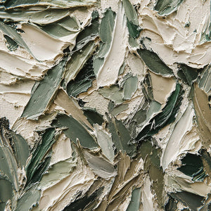 Close-up of raised olive green botanical texture.