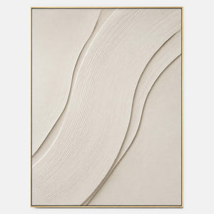 Textured minimalist canvas with sweeping ivory curves and layered relief.