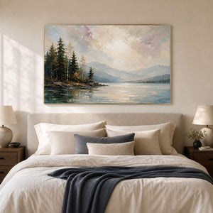 Textured Mountain Wall Art displayed in a refined bedroom.
