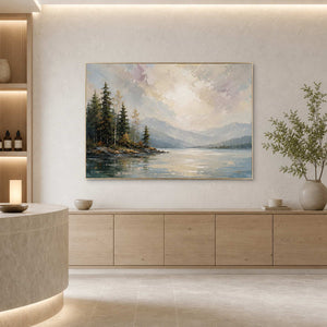 Textured Mountain Wall Art displayed in a refined hospitality lounge 2.