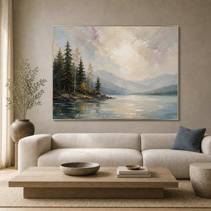 Textured Mountain Wall Art displayed in a refined living room.