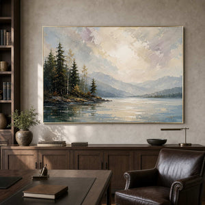 Textured Mountain Wall Art displayed in a refined office.