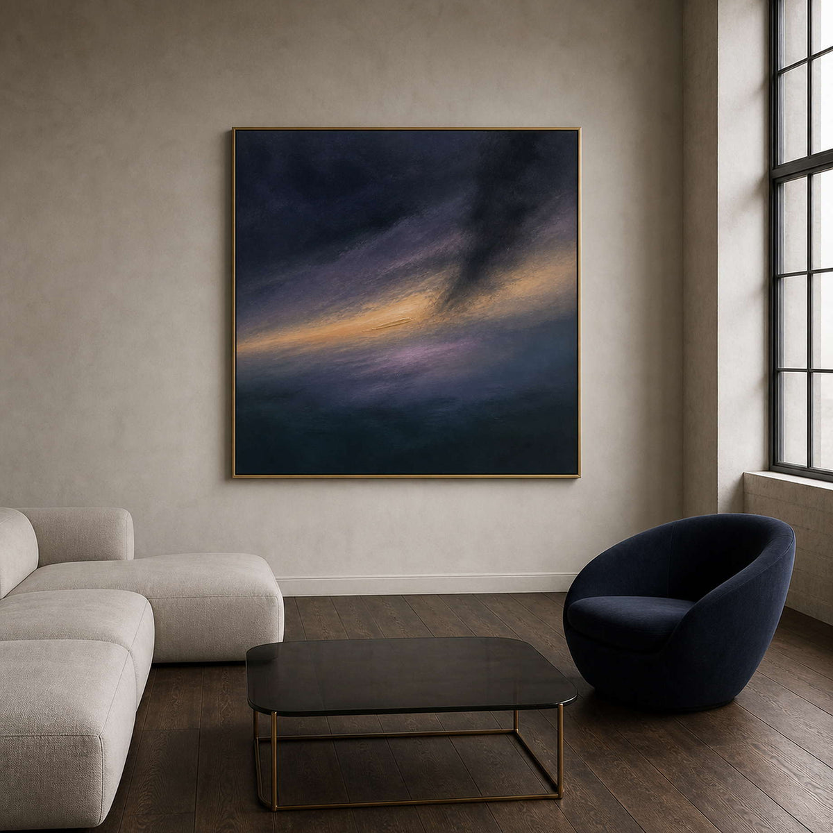 Textured abstract wall art displayed in a Berlin collector living room.