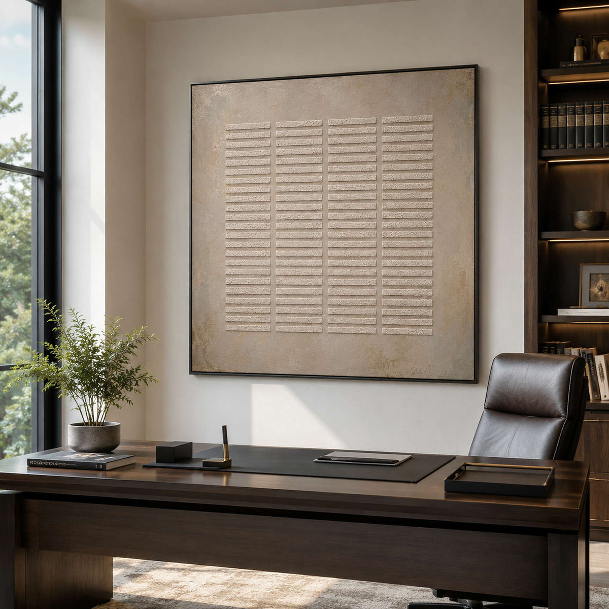 Minimalist textured canvas for a modern office.