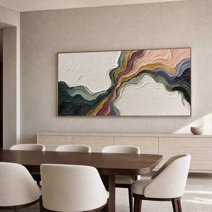 Textured Abstract Wall Art displayed in a refined dining room.