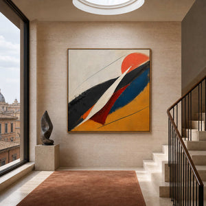 Modern Abstract Wall Art styled in a quiet modern entryway.