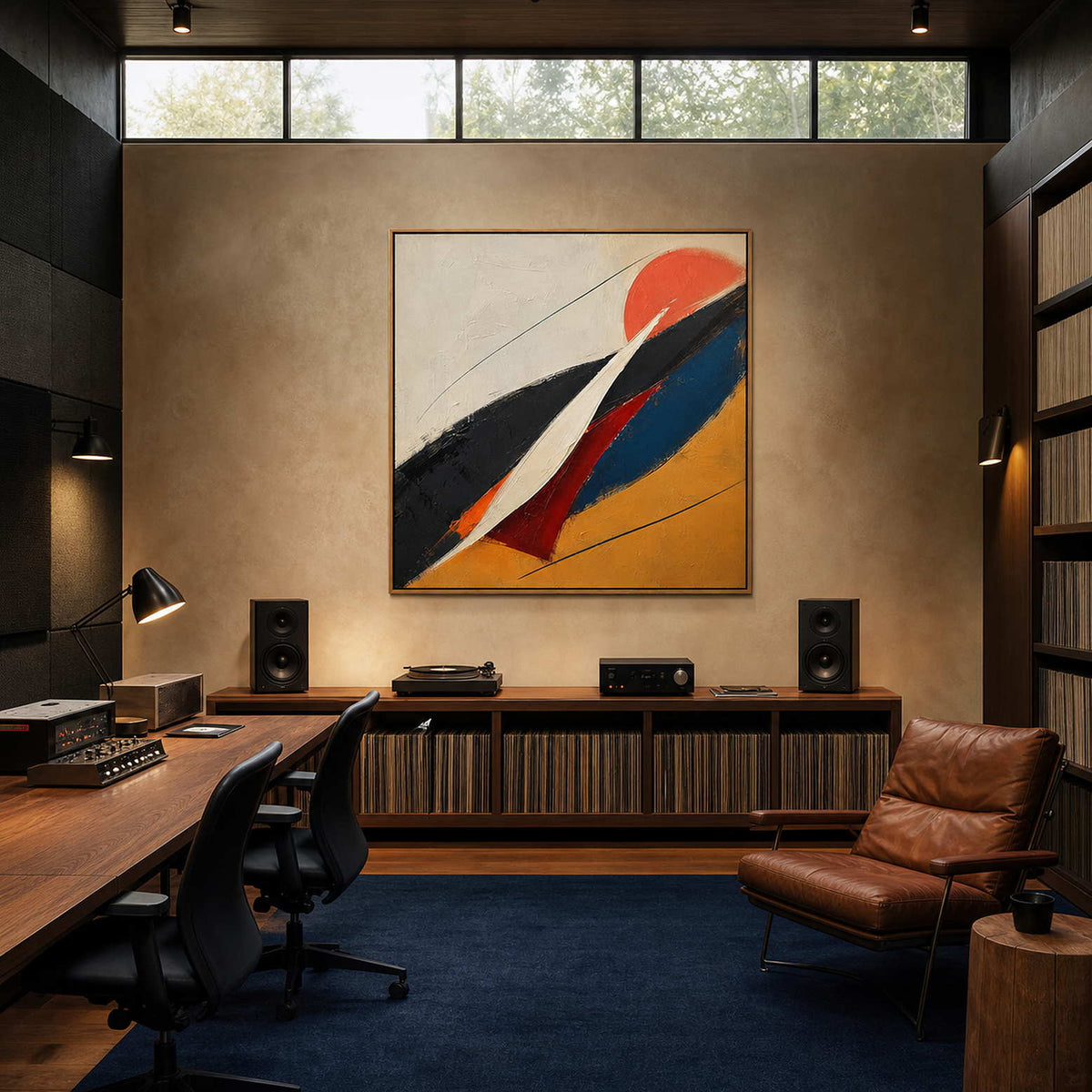 Modern Abstract Wall Art displayed in a refined contemporary office.