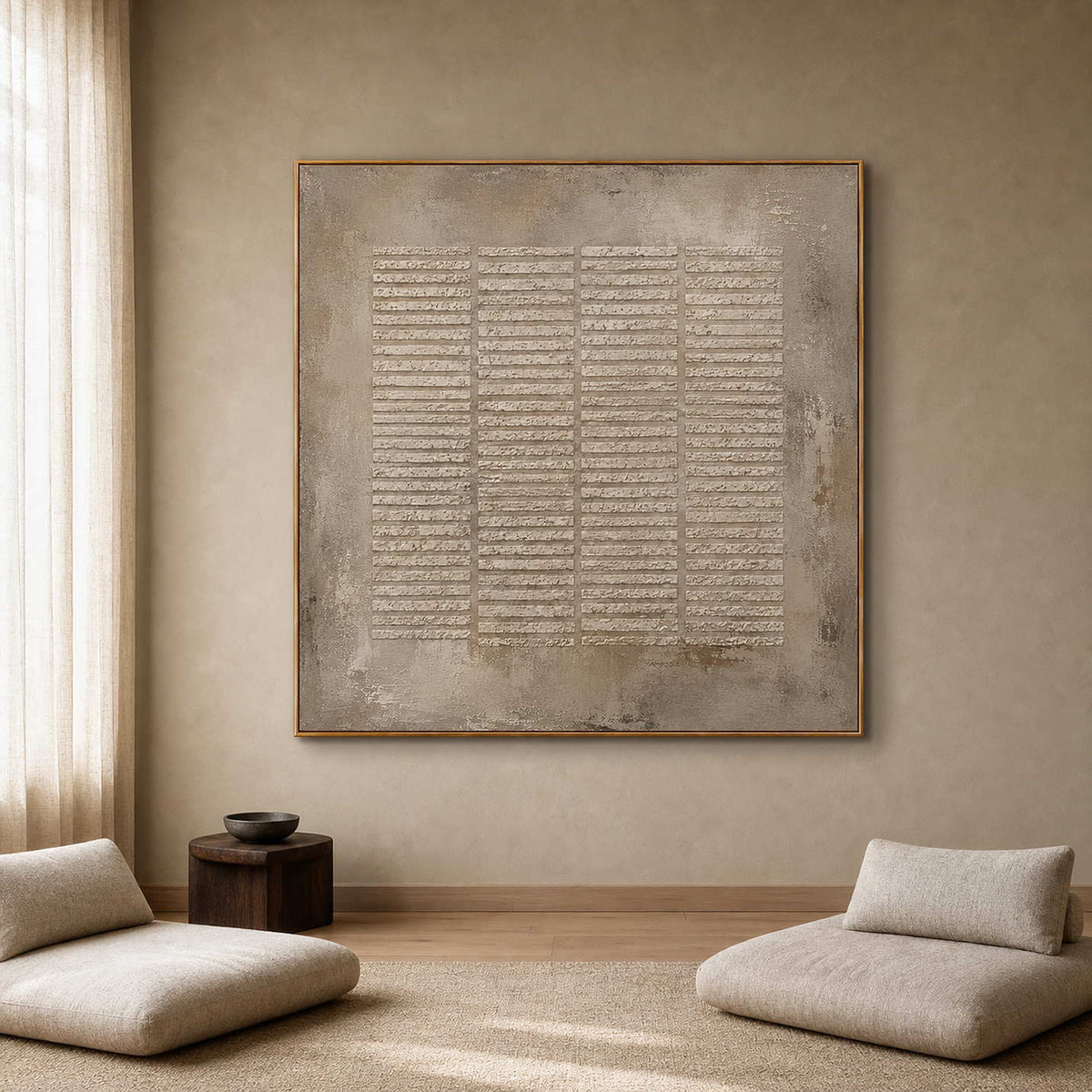 Wabi Sabi Wall Art displayed in a boutique hospitality lounge.