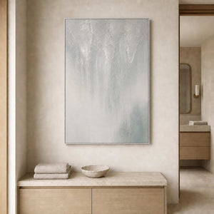 Textured Abstract Wall Art displayed in a refined bathroom.