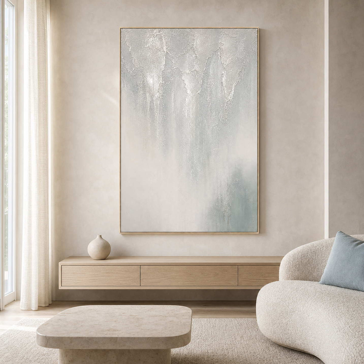 Textured Abstract Wall Art displayed in a refined living room.