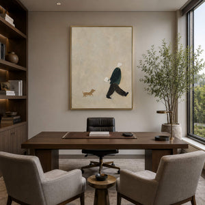 Minimalist figurative canvas for a modern office interior.
