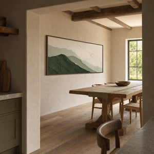 Textured Mountain Wall Art displayed in a refined dining room.
