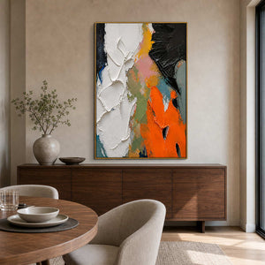 Textured Abstract Wall Art displayed in a refined dining room.
