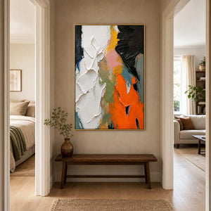 Textured Abstract Wall Art displayed in a refined entryway.