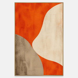 Orange Curves Hold the Center modern abstract wall art