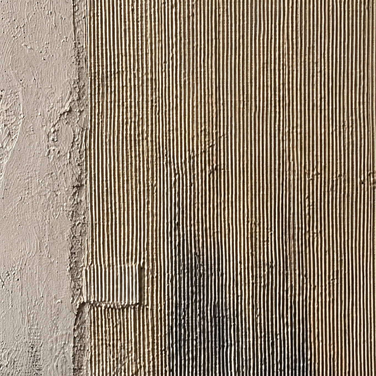 Detail of Peace after Many Years, showing the rough ivory surface and muted gray layers.