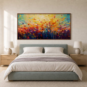 Textured Floral Wall Art displayed in a refined bedroom.