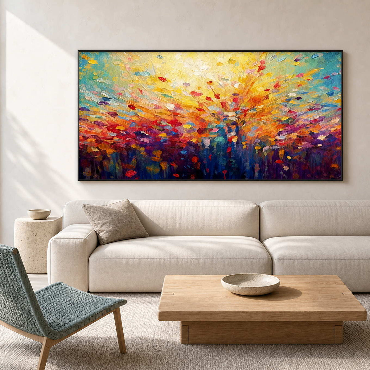 Textured Floral Wall Art displayed in a refined living room.