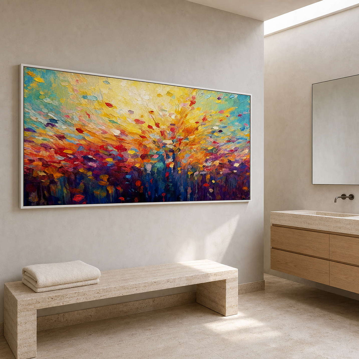 Textured Floral Wall Art displayed in a refined spa reception.