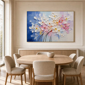 Textured Floral Wall Art displayed in a refined dining room.