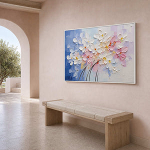 Textured Floral Wall Art displayed in a refined entryway.