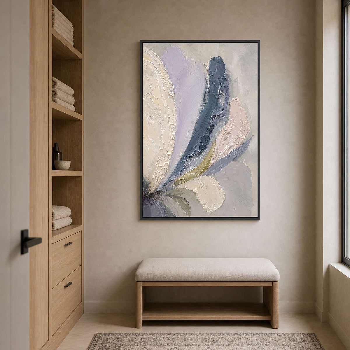 Textured Floral Wall Art displayed in a refined hospitality lounge.