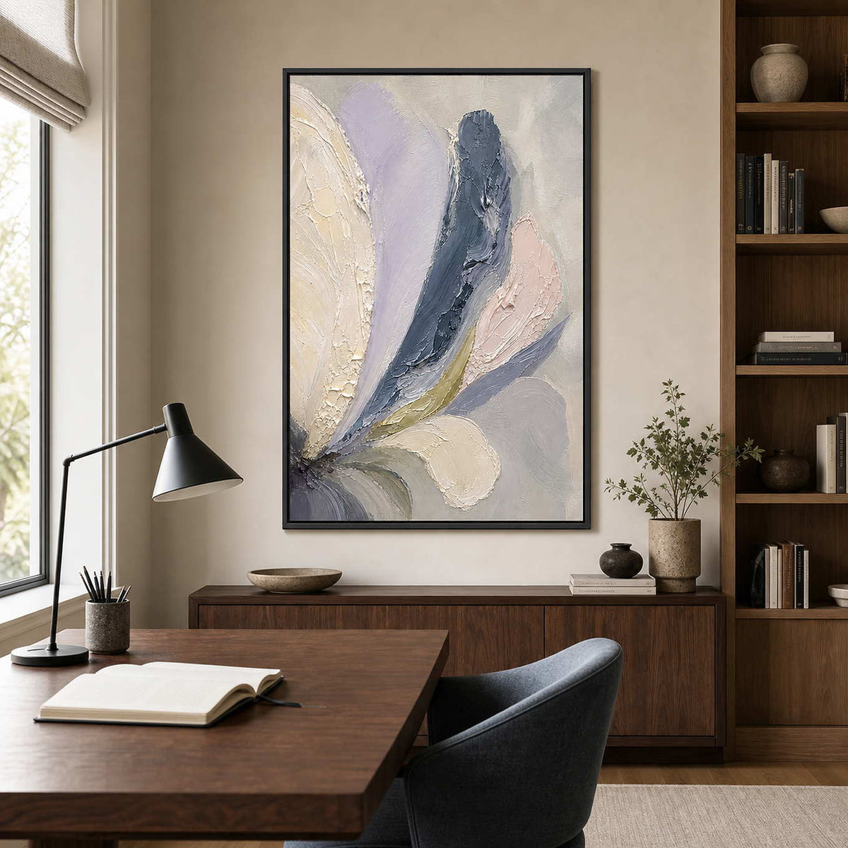 Textured Floral Wall Art displayed in a refined office.